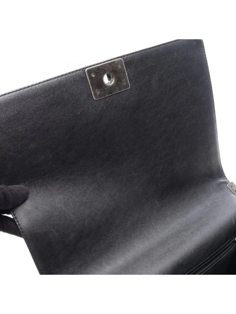 Chanel Shoulder Bag Boy Black Caviar Leather Boy Chain